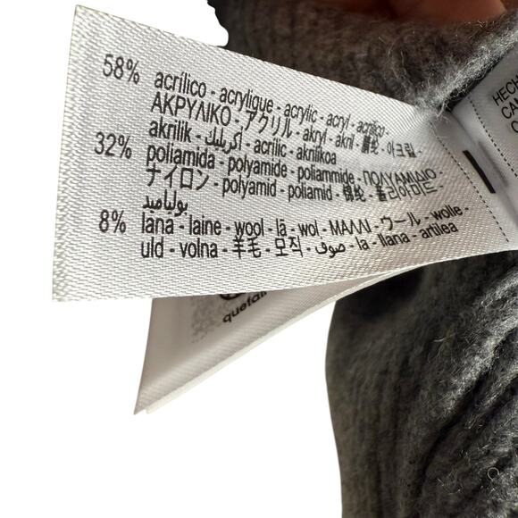 Zara Gray Wool Knit Mock Neck Henley Button Long Sleeve Sweater Size Small - Picture 8 of 8